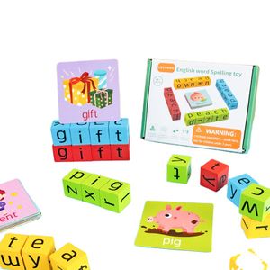 Wooden letter building blocks spelling games children's English alphabet early education puzzle cognitive English toys
