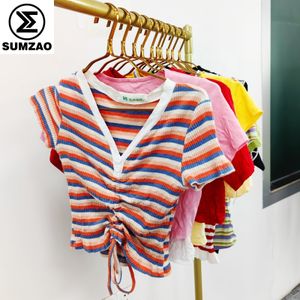 Used clothing in bulk Knit short crop top sleeves thrift used clothes bundles korean second hand clothes bales