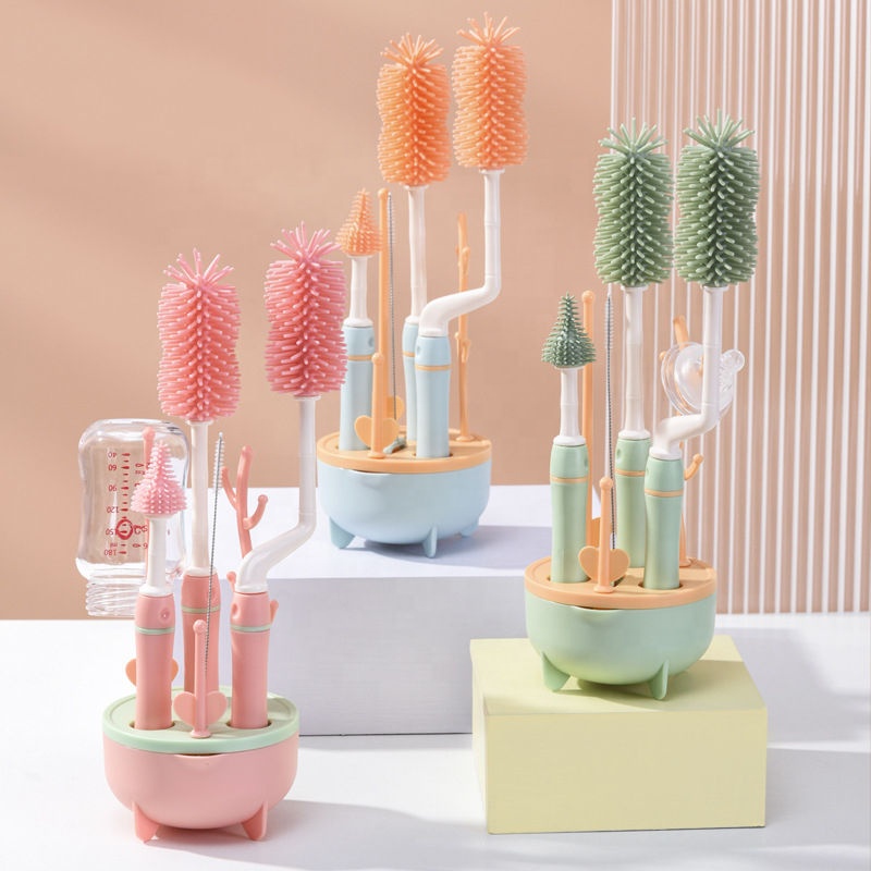 Yangjiang City Yangdong District Gongxin Plastic Products Factory Silicone Soft Brushing Baby Bottle Brush With Stand