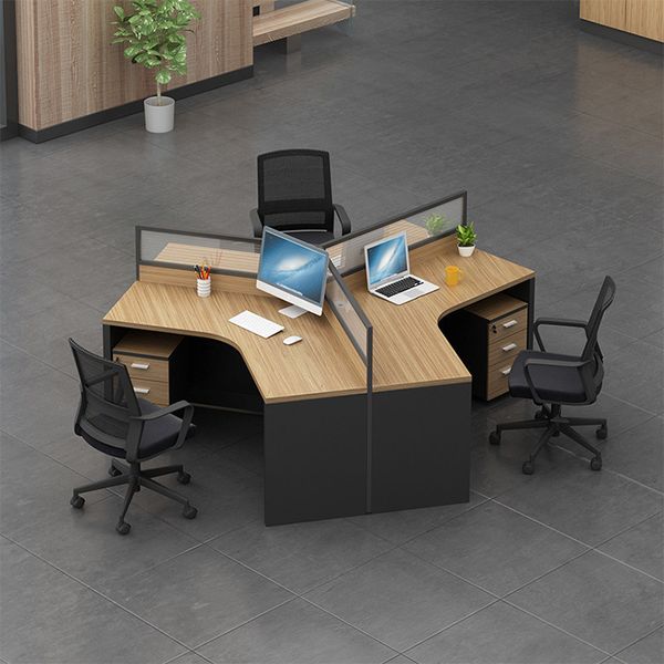 Office Cubicle 120 Degree 3 Seater Desk 3 Person Desk Staff Workstation