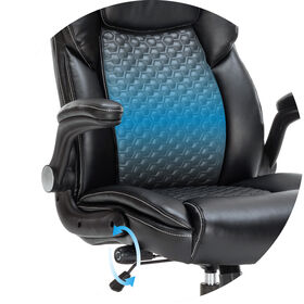 Office Chair PU Leather Executive Chair Padded Flip Up Armrest Computer Chair Adjustable Height High Back Lumbar Support adjust