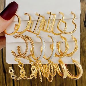 Trendy Vintage Big Circle Hoop Earrings for Women Pearl Metal Geometric Earring Dangle Earrings Party Gift Fashion  Jewelry