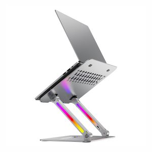 Cheap Price Foldable Laptop Stand Aluminium Alloy Adjustable Laptop Holder Tablet Stand Portable Laptop Stand With RGB Light