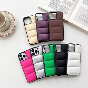 Down jacket phone case for iphone14 15 promax soft pu Leather Luxury phone cover 15plus 12pro 11promax DESIGNERS cases