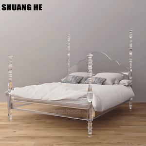 Modern Crystal Transparent Bedstead With Headboard Bedroom Furniture Queen Size Bed Frame Hotel King Size Acrylic Bed Frame
