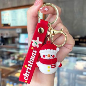 Wholesale Soft PVC Cartoon Figure Exquisite Santa Claus Pendant Soft PVC Key Chain Rubber Keyring For Gift