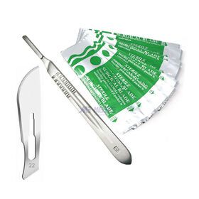 Medical Scalpel Knife Handle Holder #4 +10 Surgical Sterile Blades #22