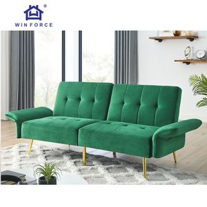 Winforce Modern Design Green Velvet Lazy Sleeper Sofa Cum Bed Folding Sofa Bed With Storage Bag Convertible Sofa Bed Furniture