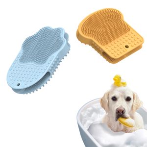 Dog Bath Brush Pet Grooming Bath Massage Brush with Soap and Shampoo Dispenser Silicone Shower Wash Curry Brush