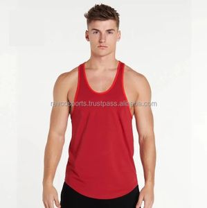 Youth Gym Training tank top Fitness Red Singlets Breathable Polyester Spandex tan tops Sleeveless Tank Tops for Men