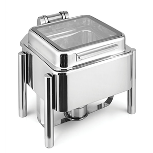 Solid Stainless Steel Stand for Chafing Dish Pillar Type with Visible Cover Lid for Hotels and Restaurants