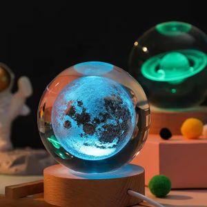 7 Colors RGB Wholesale Night Light 3d Interior Crystal Ornament Small Crystal Ball Luminous Night Light Ball With USB