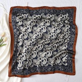 Fashion silky scarf printed square scarf printed satin square silk scarf custom spring summer imitation silk scarf for women