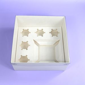 XJH 5 Hole Dessert Pastry Bakery Packaging Paper Cake Donuts Gift Windows Clear Lid Cupcake Food Donut Bento Cake Boxes