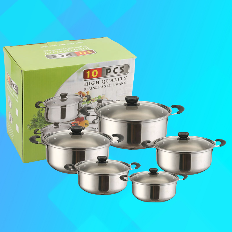 Yiwu Kangpahe Kitchenware Co., Ltd. Manufacturers hot stainless steel soup pot with glass cover set kitchen cooking gift set