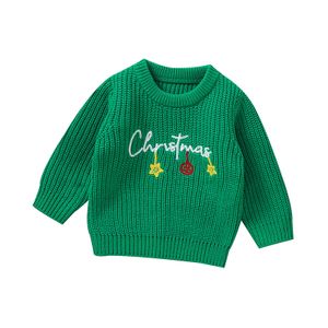 mimixiong 2024 new arrival Soft chunky Clothes for Newborn Christmas Embroidery Long Sleeve Knit Pullover Crew Neck sweater