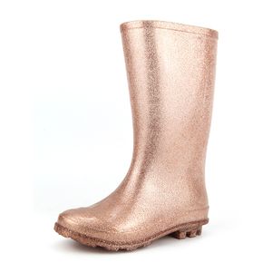 Customized Girls Pink Glitter Easy On Rain Boots PVC Waterproof Boots