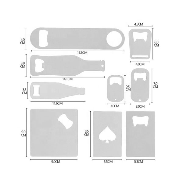 Gloway Custom Manufacturer Business Gift Different Size Stainless Steel White Blank Sublimation Beer Bottle Opener