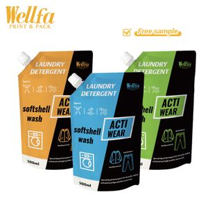 Factory Customized LOGO OEM Matte/Glossy 250ML 500ML 1000ML Stand Up Pouch With Spout And Handle For Laundry Detergent /shampoo