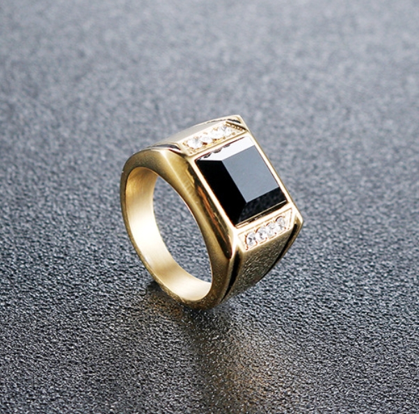 Fashion jewelry ring Stainless steel Punk Black Zircon design glamour women business men ring wholesale