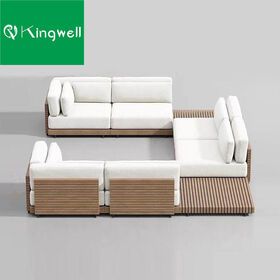 All weather Luxury teak Outdoor Furniture Patio Garden Sofas Furniture Sets Outdoor Hotel Solid Wood Sofa Sectional