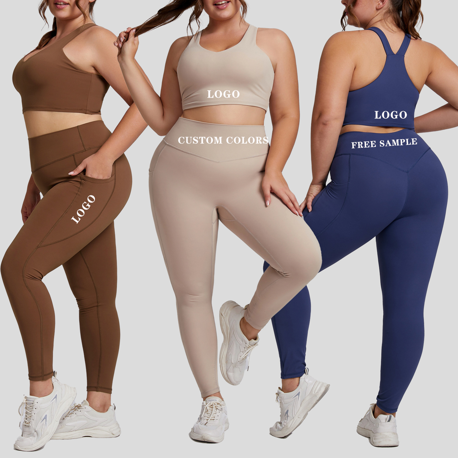 New Custom Activewear Breathable Yoga Wear 6XL Plus Size Fitness Workout 2 Pieces Bra V Shape Legging Set Plus Size Yoga Clothes