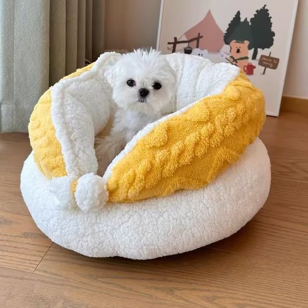 Arctic Fleece Jacquard Dog Sofa Bed, Removable Dog Cat Bed for Puppy Cat, Pet Sleeping Bed with Non-slip bottom