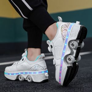 New design Skate With Wheels Led Luminous Deformation Roller Shoes for wholesales wholesale shoes