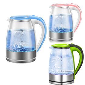 Wholesale 1.7L Glass Electric Kettle Heat Resistant Stainless Steel Automatic Boiling Shut-off Blue Light Insulation Tea pot