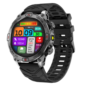Smart Watch With Flashlight Stainless Steel 1.43 Inch Amoled Screen 5atm Waterproof Sport CR018 Smartwatch