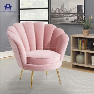 Modern Design Single Sofa Chair Velvet Fabric Leisure Chair with Solid Wood Frame and Metal Legs Office & Living Room Furniture