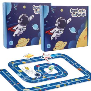 Global Bridge CP-230514 Space Puzzle Track Car 44 Pcs, Assemble Floor Puzzle Play Set Gift and DIY Board Game Toy for Learning