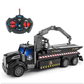 remote control car rc truck toys for kids boys rc city service vehicles carrier trucks with light trailer toy police car tow toy