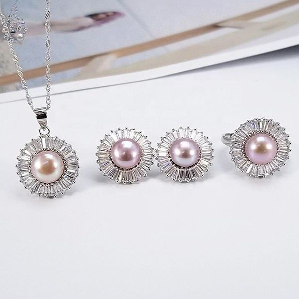 S925 Sterling Silver Freshwater Tablewarek24 Piecesrsets/ Ring, Manufacturers Wholesale Diy Accessories Jewelry Set 6 People Set