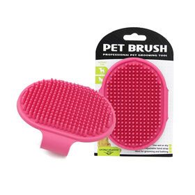 Pets Cat Dog Bathing Massage Brush Rubber Shampoo Comb Silicone Pet Grooming Brush with Adjustable Ring
