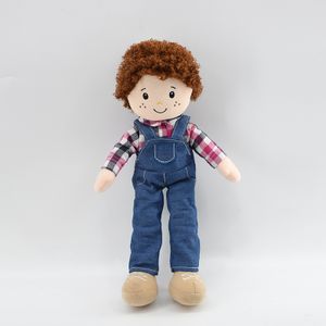 High Quality Unique design Stuffed Plush Baby Toy Boy Doll with Overalls
