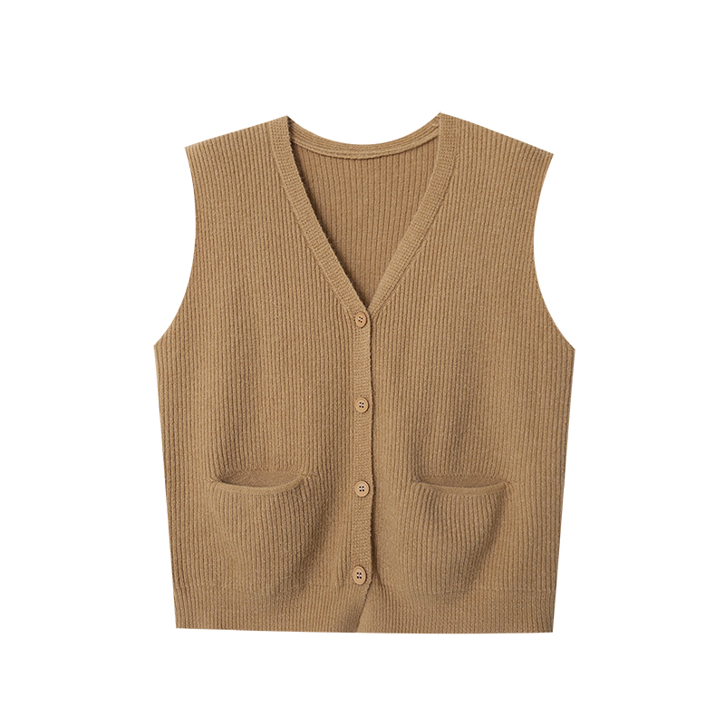 Suzhou Zhiqiao Trading Co., Ltd. Double Pocket Knitted Stacked Wearing Vest 2024 Early Autumn New SN6240