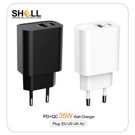 Simple design Dual Port PD 35W mobile phone chargers 1C1A universal wall travel type c charger adapters for iPhone