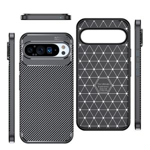 For Google Pixel 9 Pro XL Case, Black Carbon Fiber Texture Slim Shockproof Soft TPU Phone Cover for Google Pixel 8A 6 7 8 9 Pro