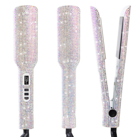 bling 480F degree Wide Plate Electric  flat iron Crystal Diamond  Hair Straightener rhinestone Ceramic Fast Heating Irons