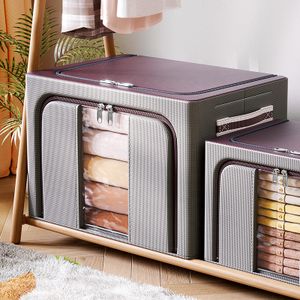 Wardrobe Foldable Oxford Cloth Storage Organizer Box Large Capacity Steel Frame Clothes Storage Box For Home Storage