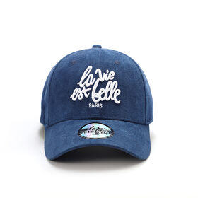 Atlantis Industry Group Co., Limited Suede Baseball Cap Men Women six panel Curved bill 6 panel golf caps custom embroidery LVB PARIS Navy blue OEM