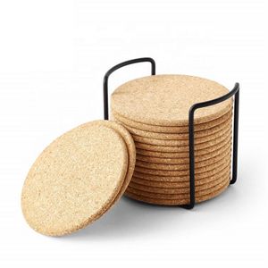 Promotion custom sublimation cork coaster set for water bottle giveaway drink cup mat with holder  Set For Drink 10 Pcs