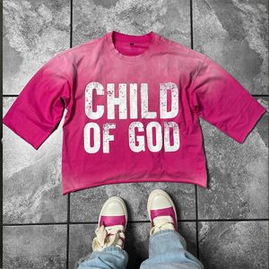 Men's Clothing Wholesale Customized 100% Cotton Heavyweight Sun Faded Acid Washed Screen Printed Oversized Cropped Men'sT-Shirts