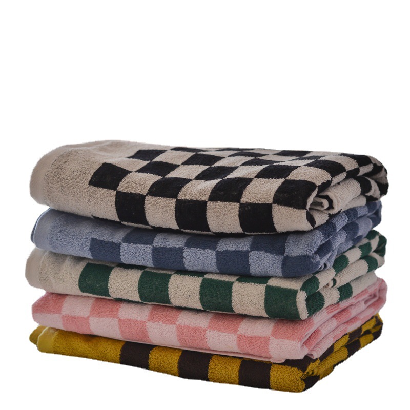 Ningbo Keluosibode E-Commerce Co., Ltd. Classic Checkerboard Bath Towel Towel Made of Pure Cotton, Absorbent and Soft