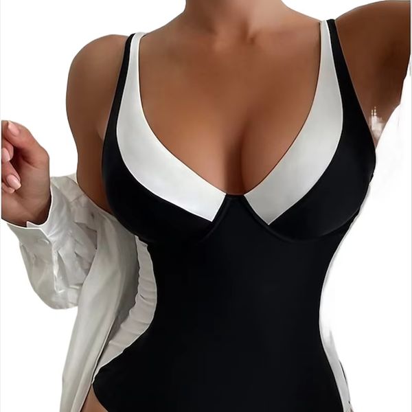 Cross-border hot mining burst for spot bathing suits female one-piece meat cover slimming plus size spring swimsuit