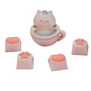 OSHID Unique Design Artisan Keycap  cat paw silicone PC pink cute keycaps for mechanical keyboard