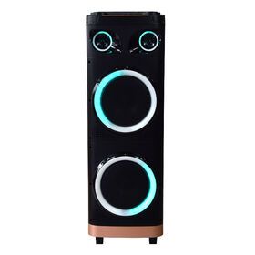 Party Speaker colorful LED Light Home speaker with wheel Wireless Microphone TWS Speaker TF card 80W