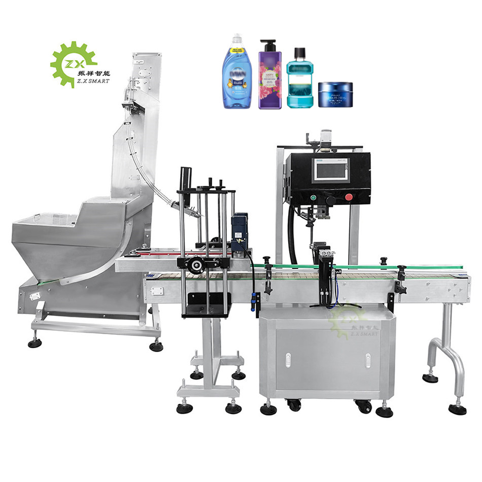 ZXSMART Automatic Servo Motor 4 Wheel Dropper Screw Trigger Plastic Bottle Capping Machine