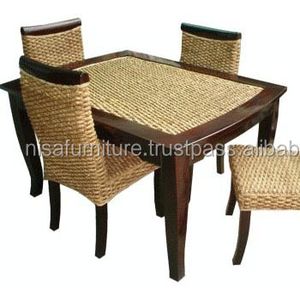Modern Water Hyacinth Dining Table and Chair Set by Bali Furniture Indonesia for Kitchen or Restaurant Use